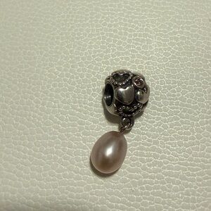 Pandora -Elegant Silver and Pink Pearl Charm *Discontinued*